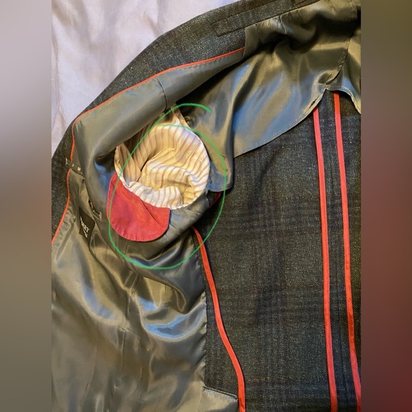 TailoRED Harry Rosen Men's Blue Gray Plaid Blazer Wool/Silk/Linen 40R - Picture 10 of 12